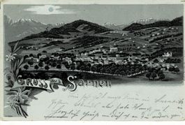Gruss aus SARNEN OW sehr schöne Litho gel. 1899!