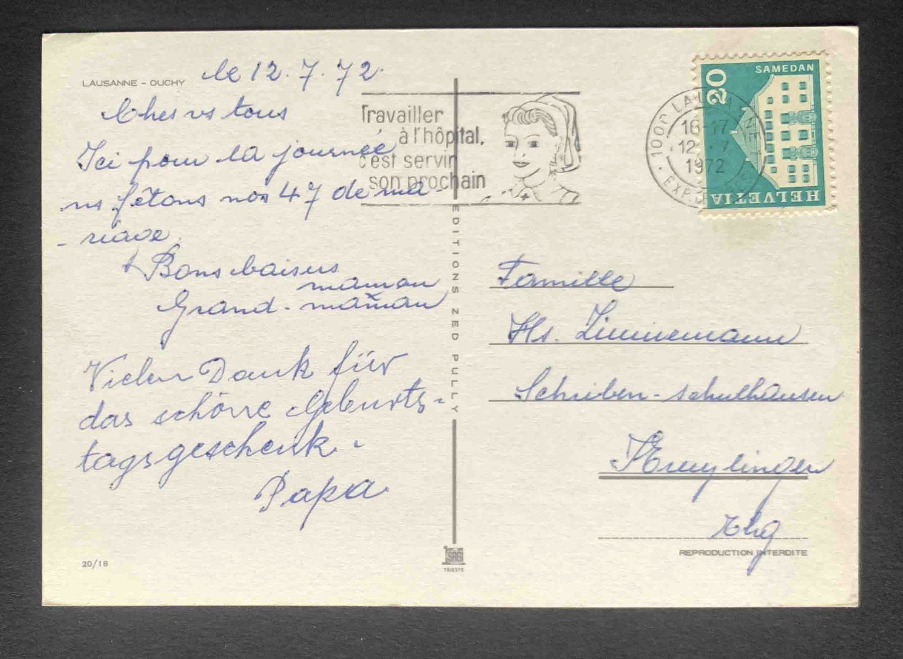 Cartoline postali: AK Lausanne Ouchy – Usato da Goldau venduto da artelier1 1