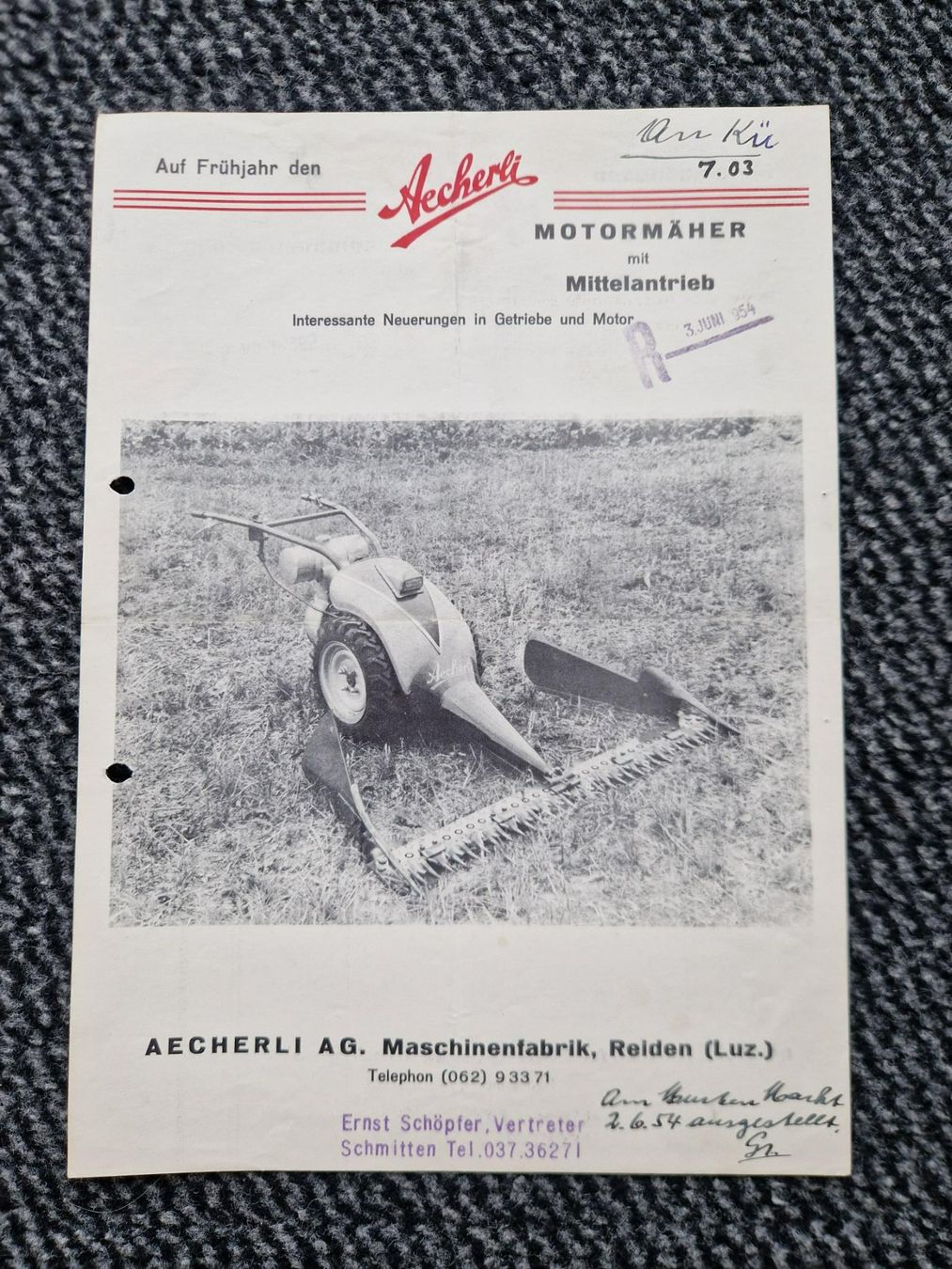 Aecherli Trattori: Original Prospekt Aecherli Motormäher – Usato da Dürnten venduto da Bachtel84
