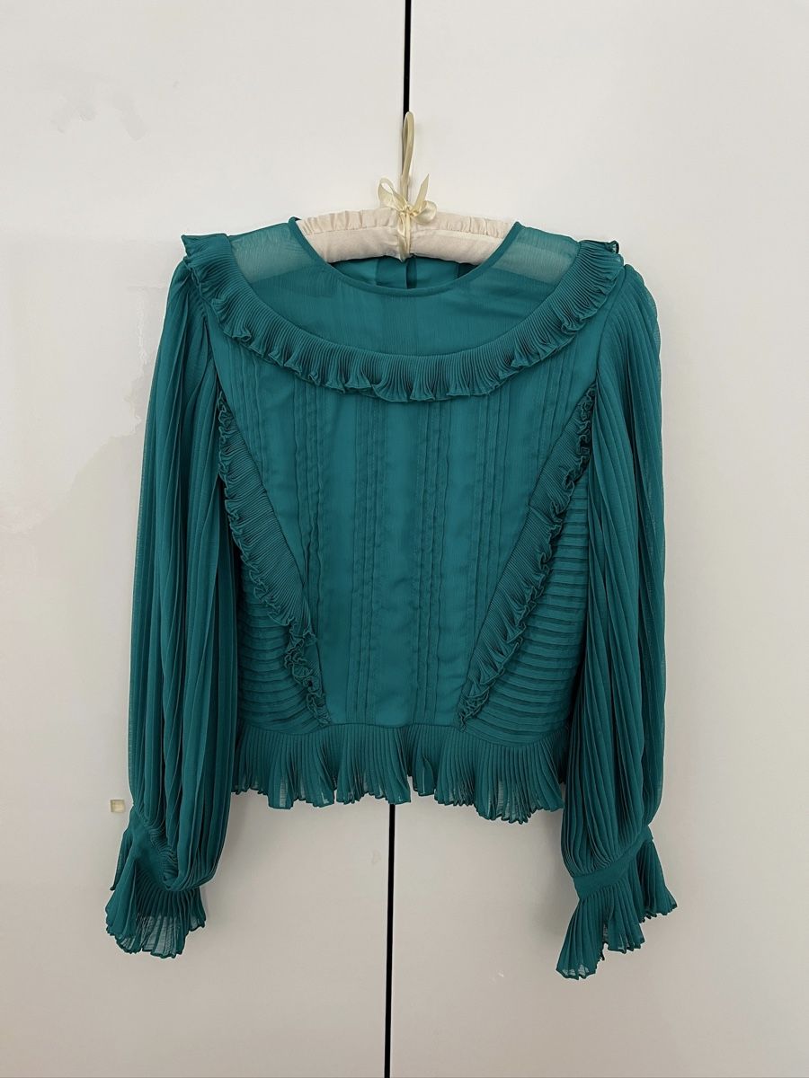 Blusen: LIKE SANDRO Elegant Green Blouse, Size S – Neu (gemäss Beschreibung) aus Zürich von SandroMaje