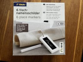 Tchibo Tisch-Namensschilder, 12 Stk., Neu, mit Holzrahmen