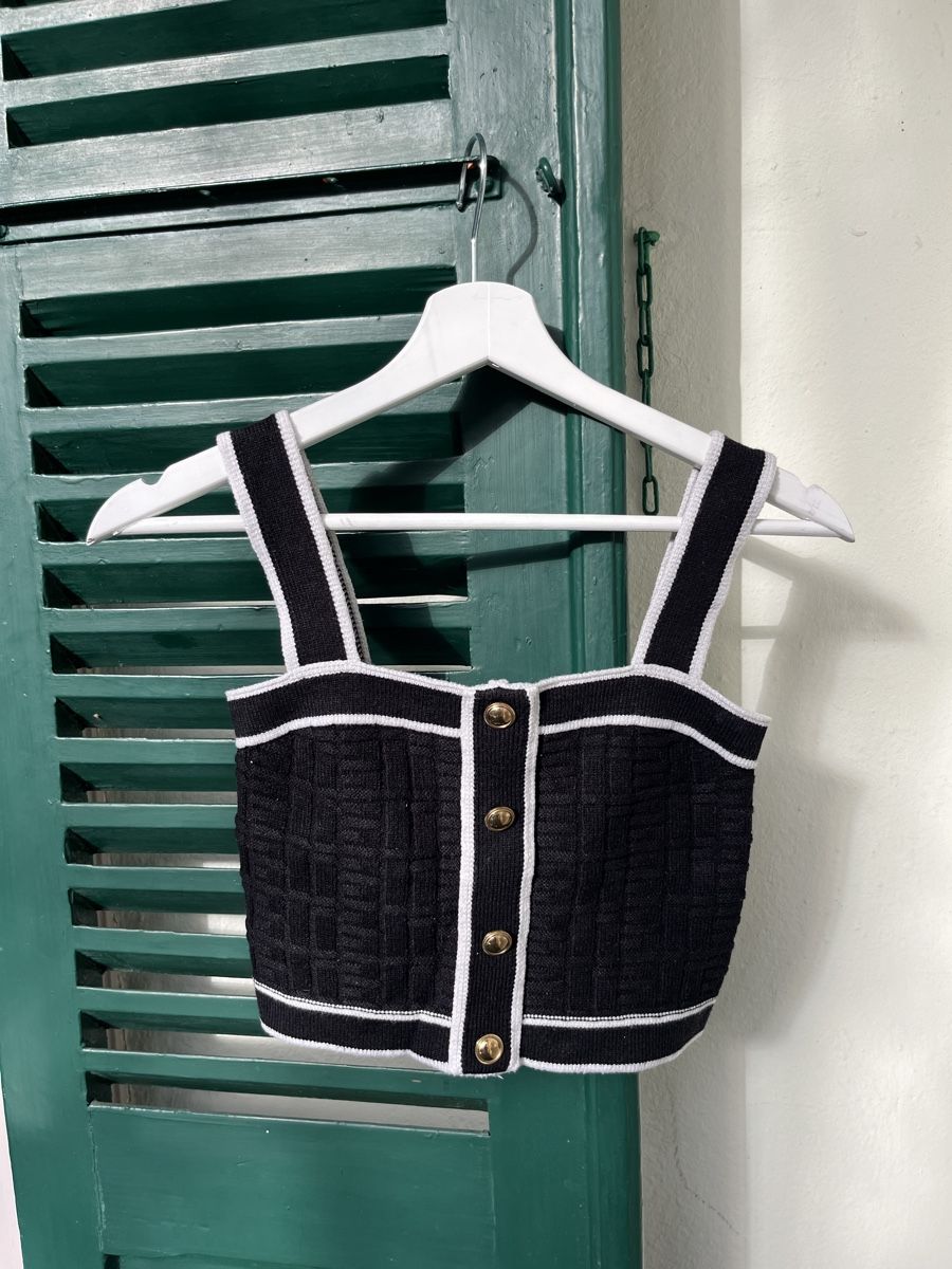 Top: Top elegant, Grösse S, Schwarz/Weiss – Usato da Bern venduto da valery_la_cherry