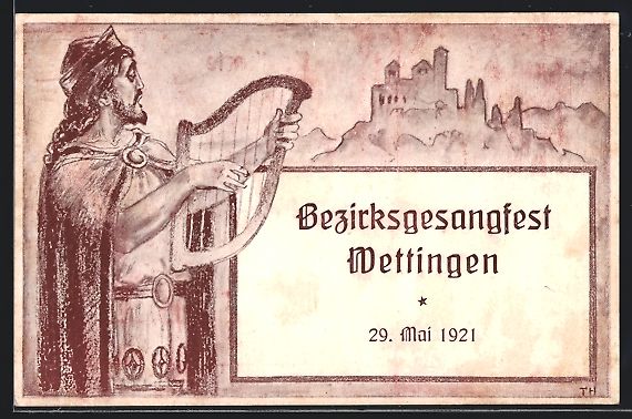 Cartoline postali: Wettingen, Bezirksgesangfest 1921, Mann  – Usato da Berlin venduto da bartko-reher
