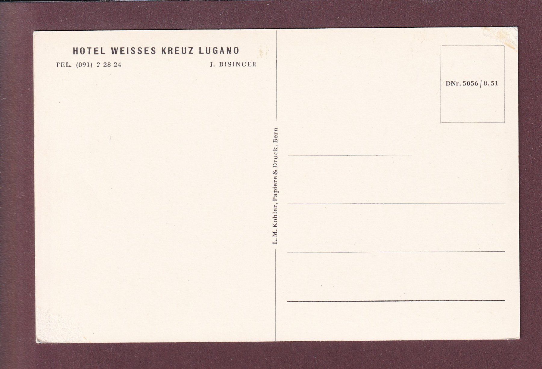 Cartoline postali: LUGANO - Hotel Weisses Kreuz – Usato da Pully venduto da nicecards 1