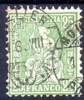 SITZENDE HELVETIA 25 FRANCO GESTEMPELT WEISSES PAPIER - NE12