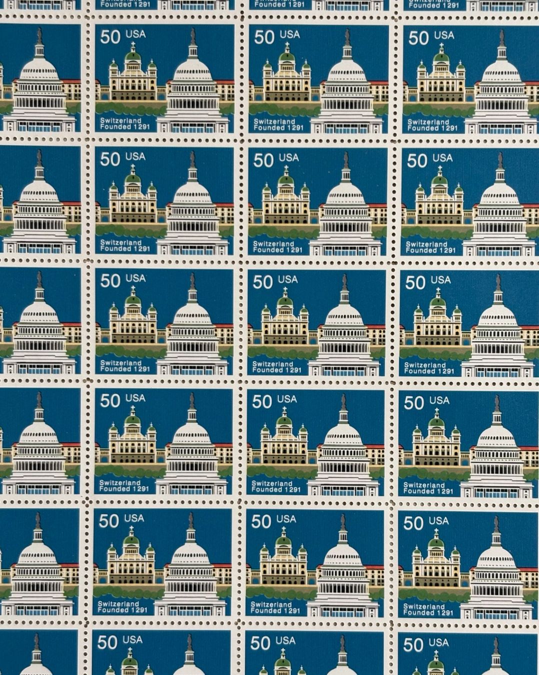 Alle Briefmarken: 40ER BLOCK USA -SCHWEIZ 50 MIT GUMMI – Gebraucht aus Ostermundigen von Wyatt-Earp 1