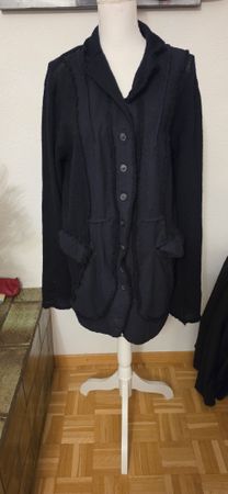 Strickjacke Rundholz Dunkel Blau Schwarz Grösse S 