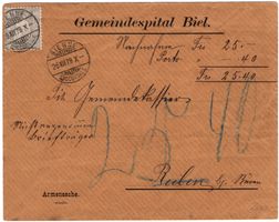 40 Rp. Sitzende Helvetia als seltene Einzelfrankatur auf NN