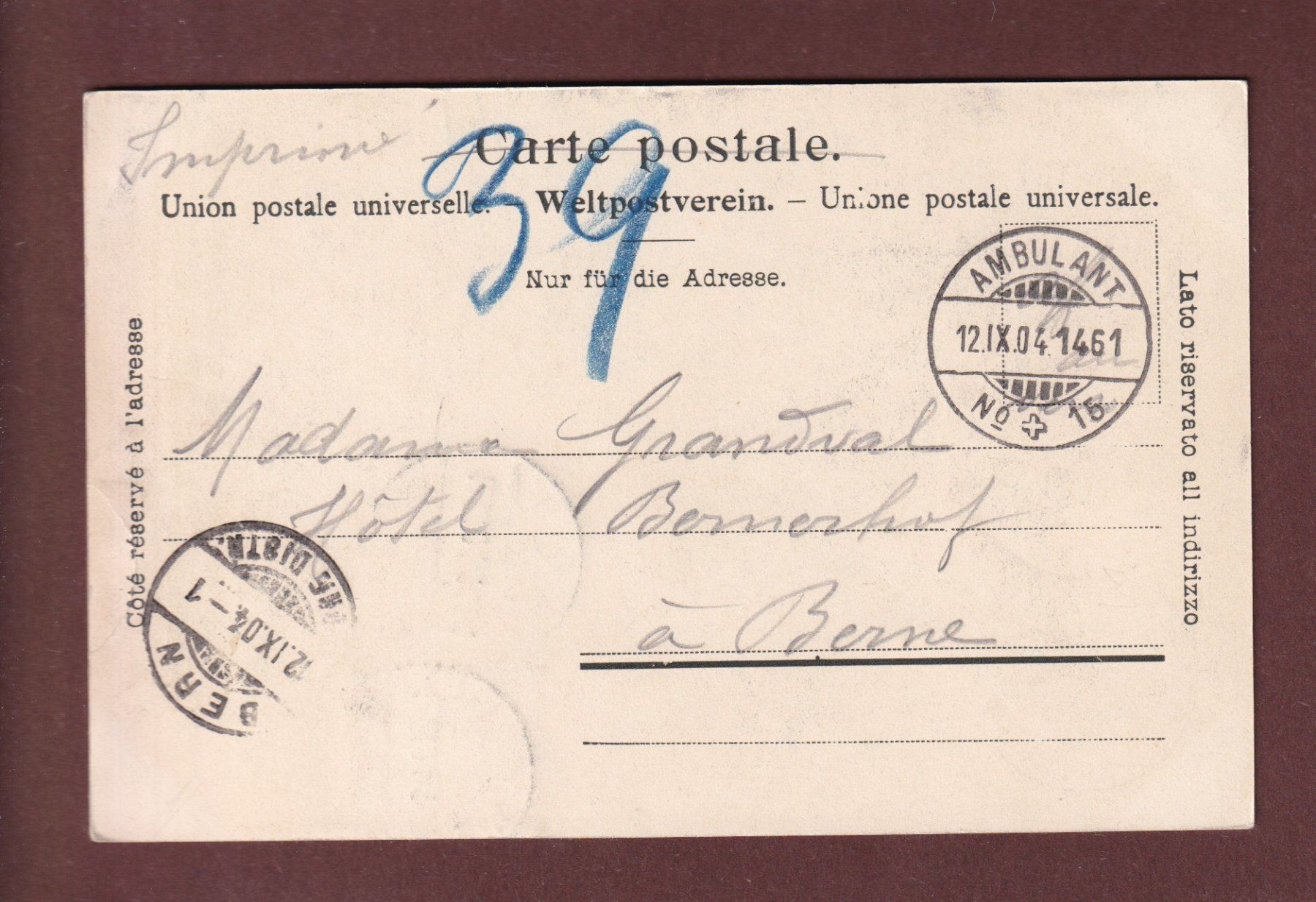 Ansichtskarten: SPIEZ - 1904 – Gebraucht aus Pully von nicecards-shop 1