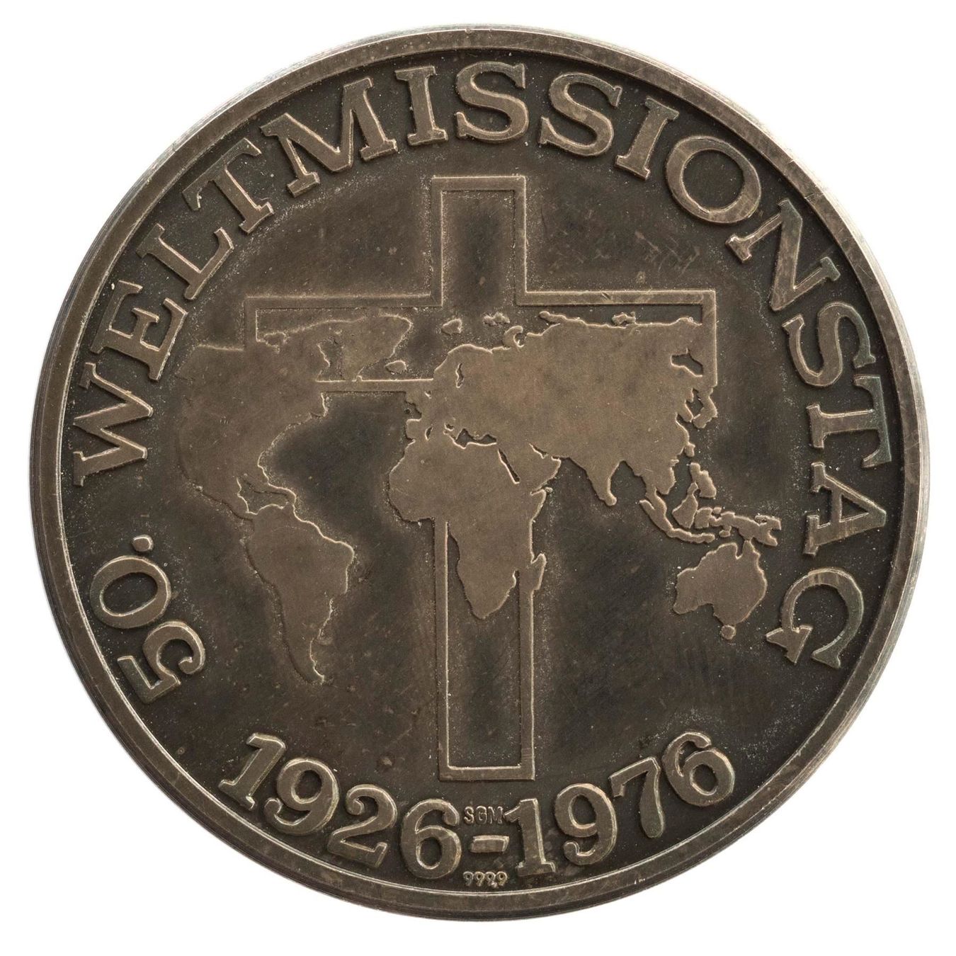 Medaillen: Medaille 50. Weltmissionstag 1976 Kirche Silber – Gebraucht aus Rotkreuz von num_6343