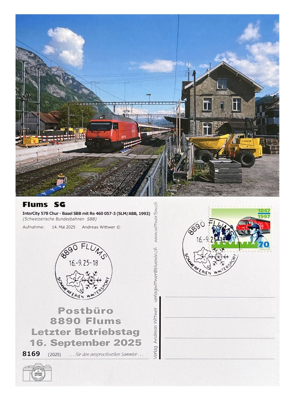 Flums Sarganserland St.Gallen Letzttag Post Bahn SBB Re 460 (Neu ...