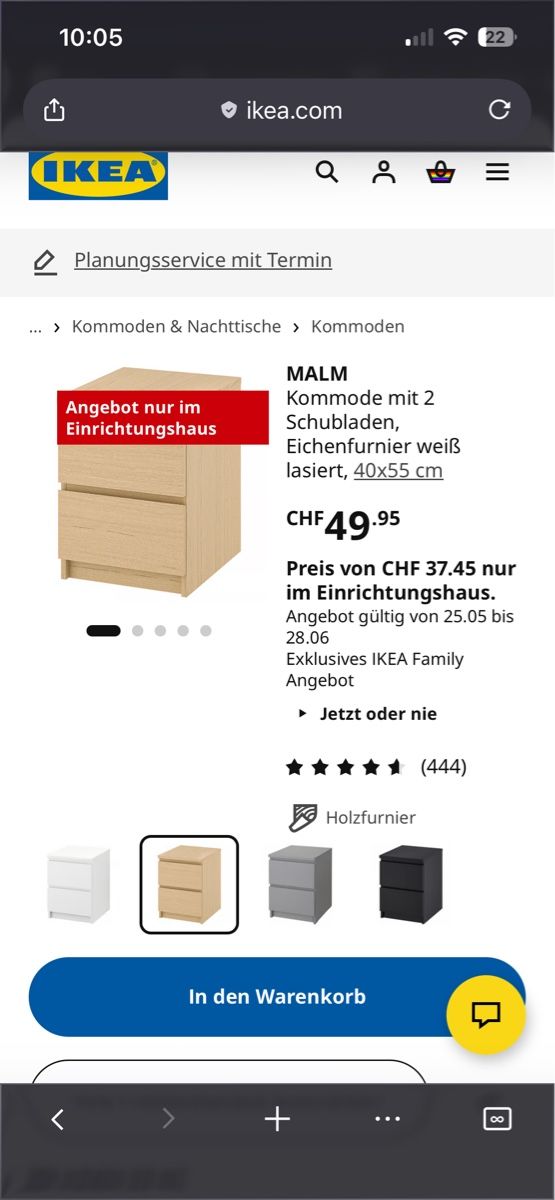 Comodini: IKEA MALM Nachttisch 2 Schubladen Eichenfurnier – Usato da Basel venduto da Silenty9 3