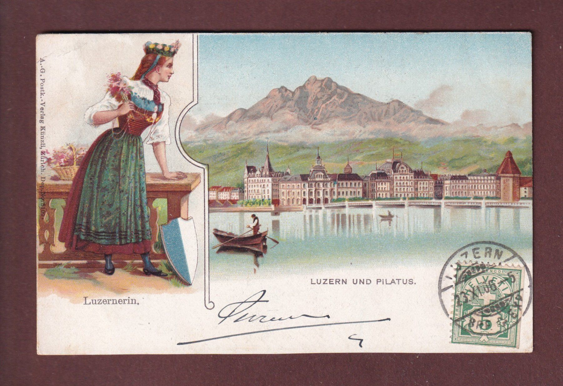 Ansichtskarten: LUZERN - Luzernerin - 1906 // Eckbug // – Gebraucht aus Pully von nicecards