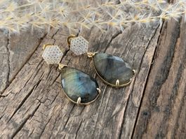 Wow karat vergoldete LABRADORIT Ohrringe
