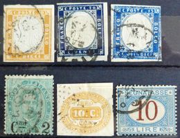 SARDEGNA e REGNO D'ITALIA 1862: 4 francobolli, 2 segnatasse