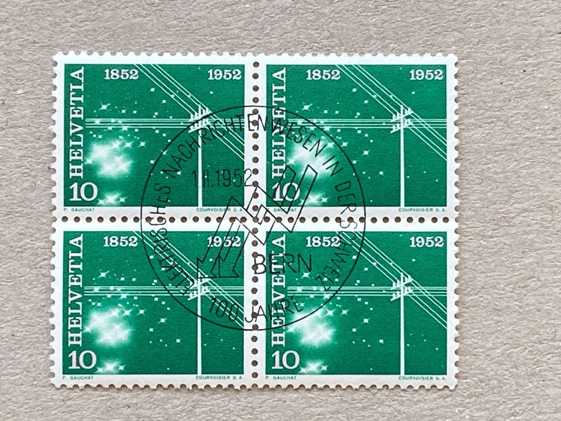 Tutti i francobolli: 310, ET, Viererblock, Rückseite ** – Usato da Aarau venduto da hilde47
