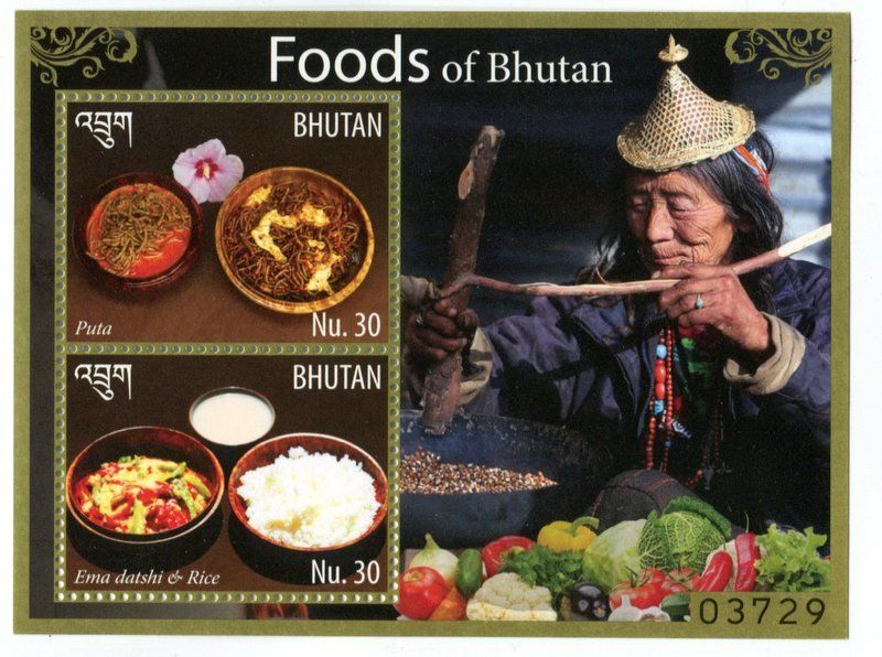 Alle Briefmarken: Block "Gastronomie". Bhutan – Neu und originalverpackt aus Basel von Butsch5
