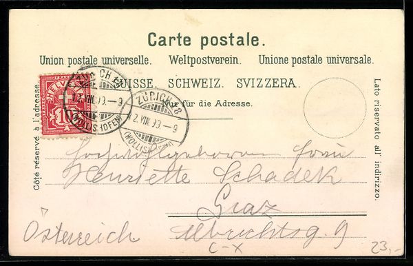 Cartoline postali: Litho Bendlikon, Villa Cour. Ferd. Meyer – Usato da Berlin venduto da bartko-reher 1