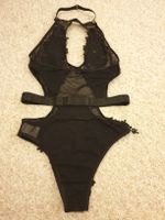 Body sexy, XS, noir, transparent & dentelle florale