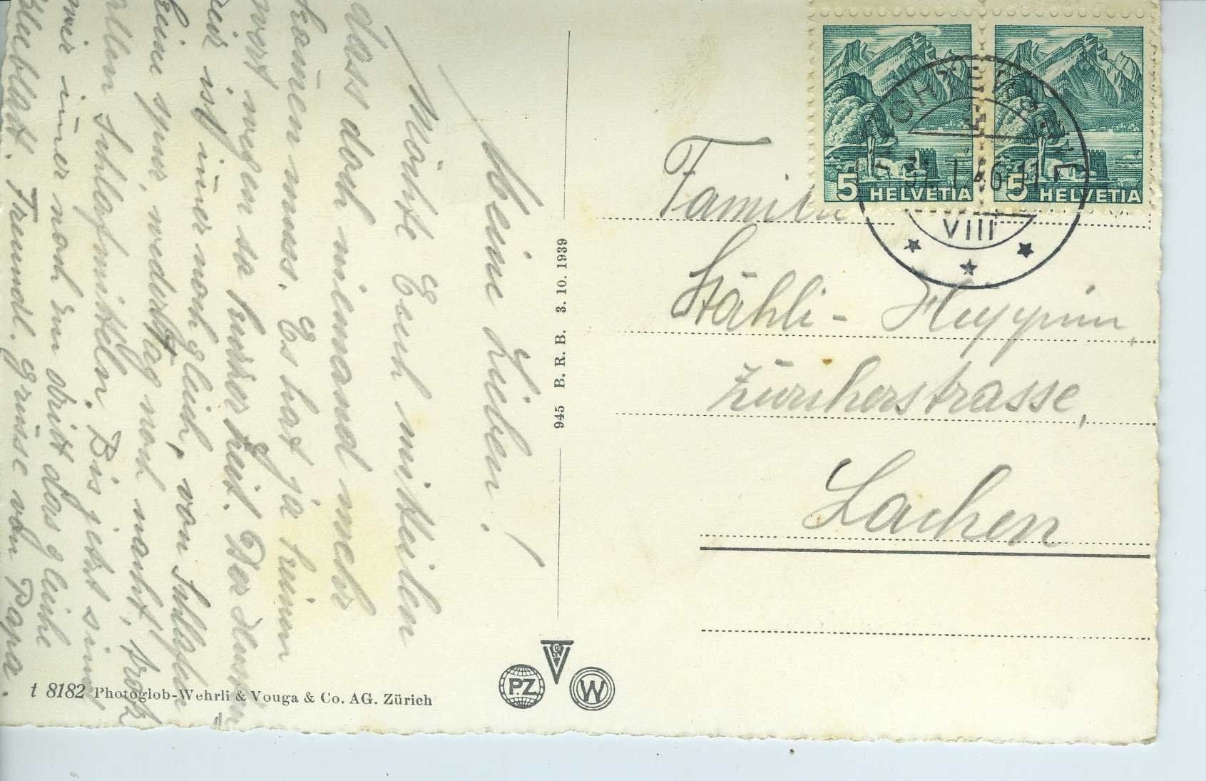 Ansichtskarten: Richterswil ZH – Gebraucht aus Schleitheim von Pmschlaate 1
