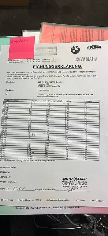 Tutti i ricambio per moto: Motorrad Lenker – Usato da Volketswil venduto da mascalzone-latino 1