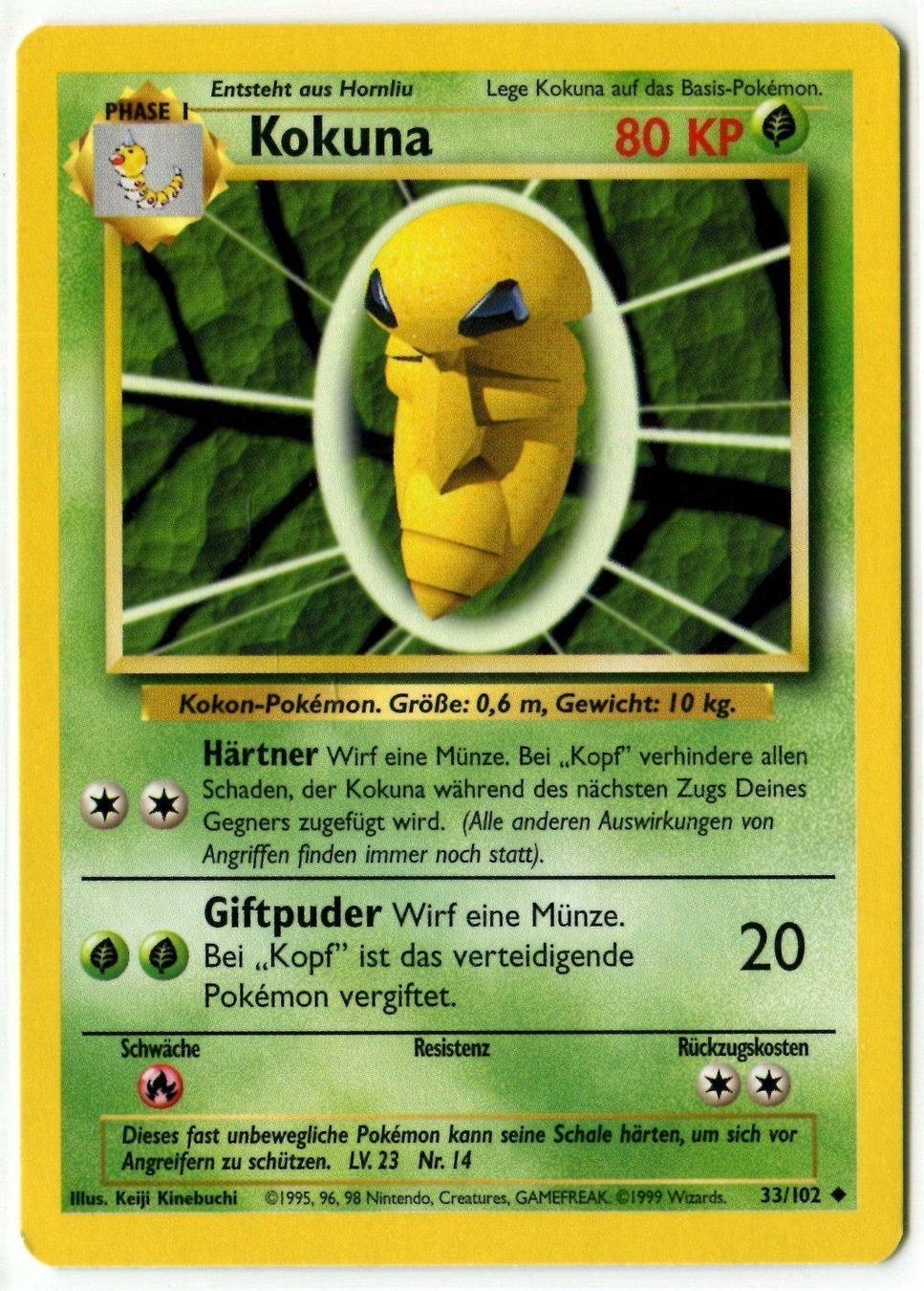 Pokémon Carte collezionabili: Kokuna Basis Set 33/102 Deutsch – Nuovo (secondo la descrizione) da Dornach venduto da Deco89