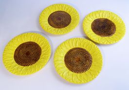 4er Set Vintage Teller –  26 cm – Sonnenblumen Design