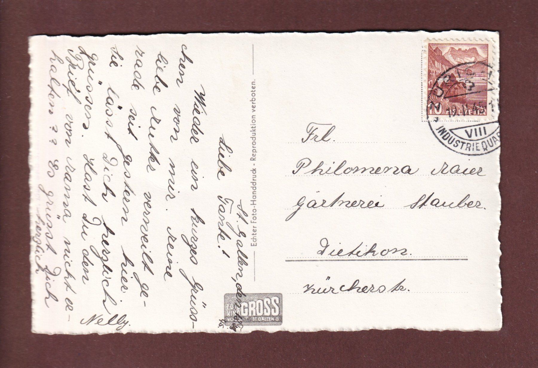 Cartoline postali: ST. GALLEN - Marienheim - 1945 – Usato da Pully venduto da nicecards 1