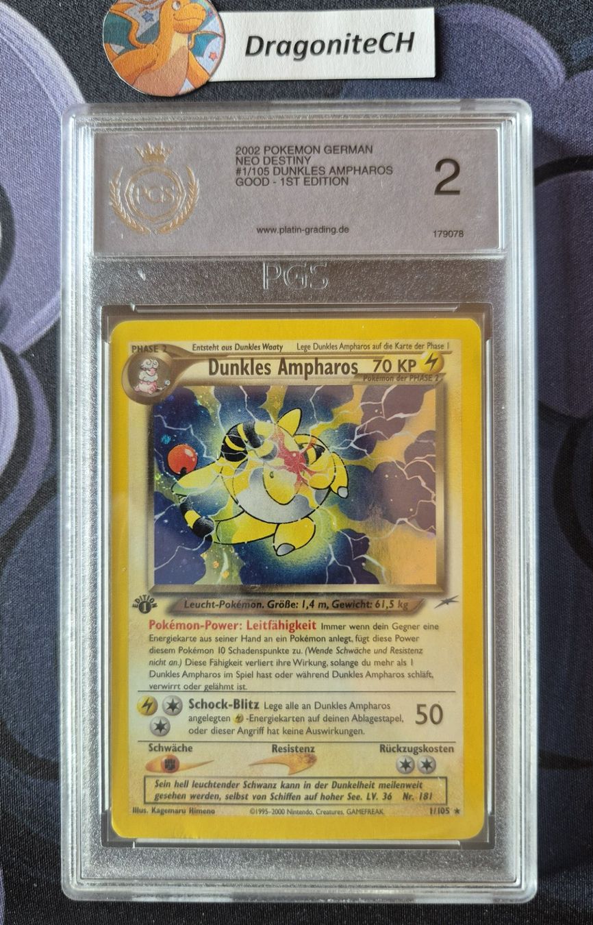 Pokémon Carte collezionabili: Pokemon Karte DUnklaes Ampharos 1. Edition – Usato da Hünenberg venduto da DragoniteCH