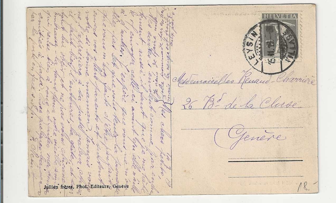 Cartoline postali: Leysin, 1919 – Usato da Spiez venduto da Niesen20 1