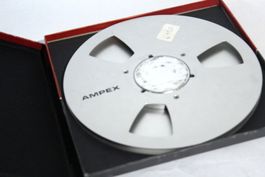 AMPEX - 265 mm. silberne Aluminiumspulen, originaler Karton