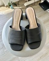Tamaris Mules Black Leather Size 40 Heel Sandals