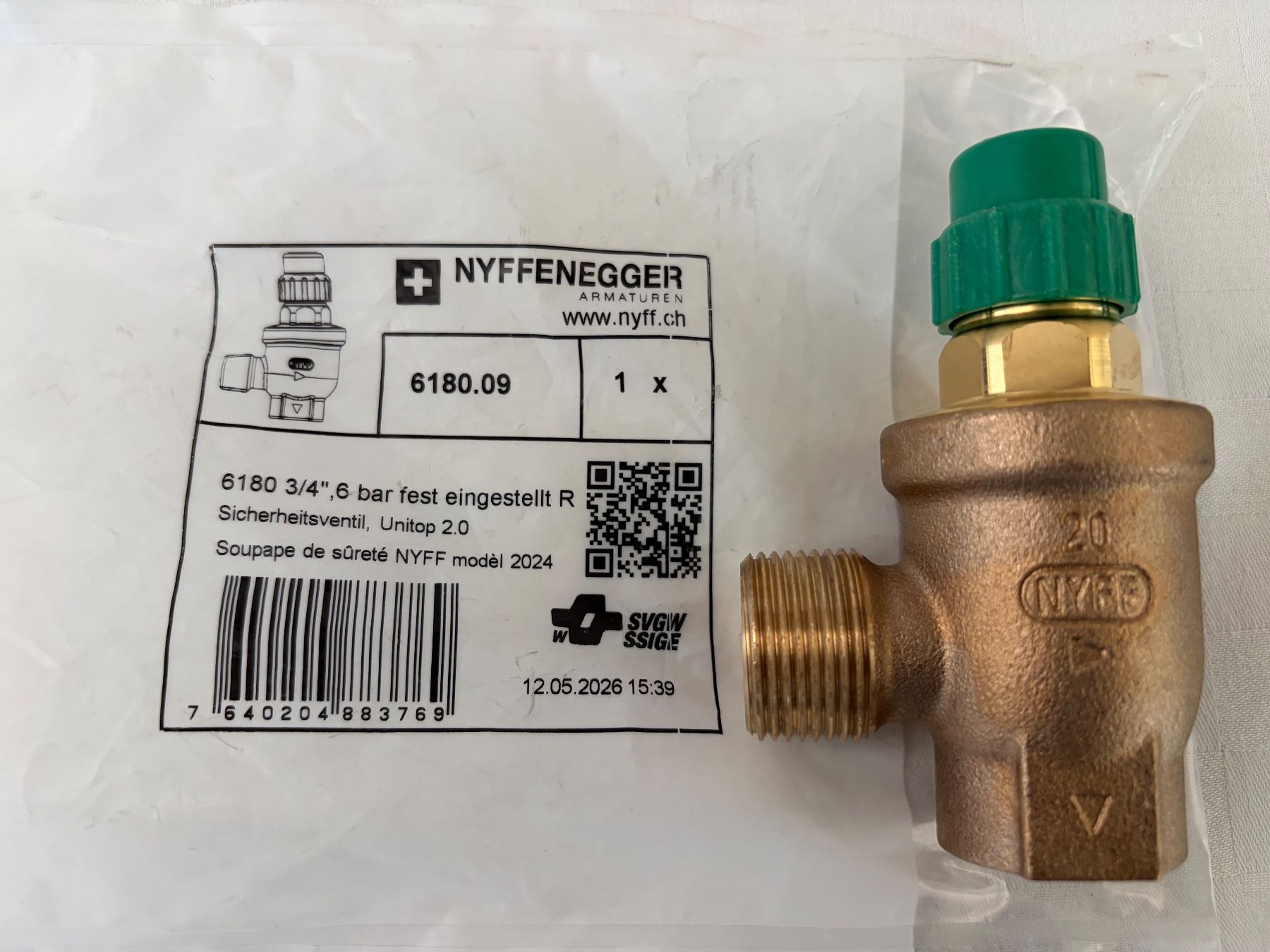 Sanitari: Neues Sicherheitsventil, Nyffenegger, 3/4" – Nuovo e nell'imballaggio originale da Winterthur venduto da efant12