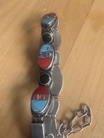 Bracelet en Argent 925 Style Amérindien Inlay Multi-Pierres