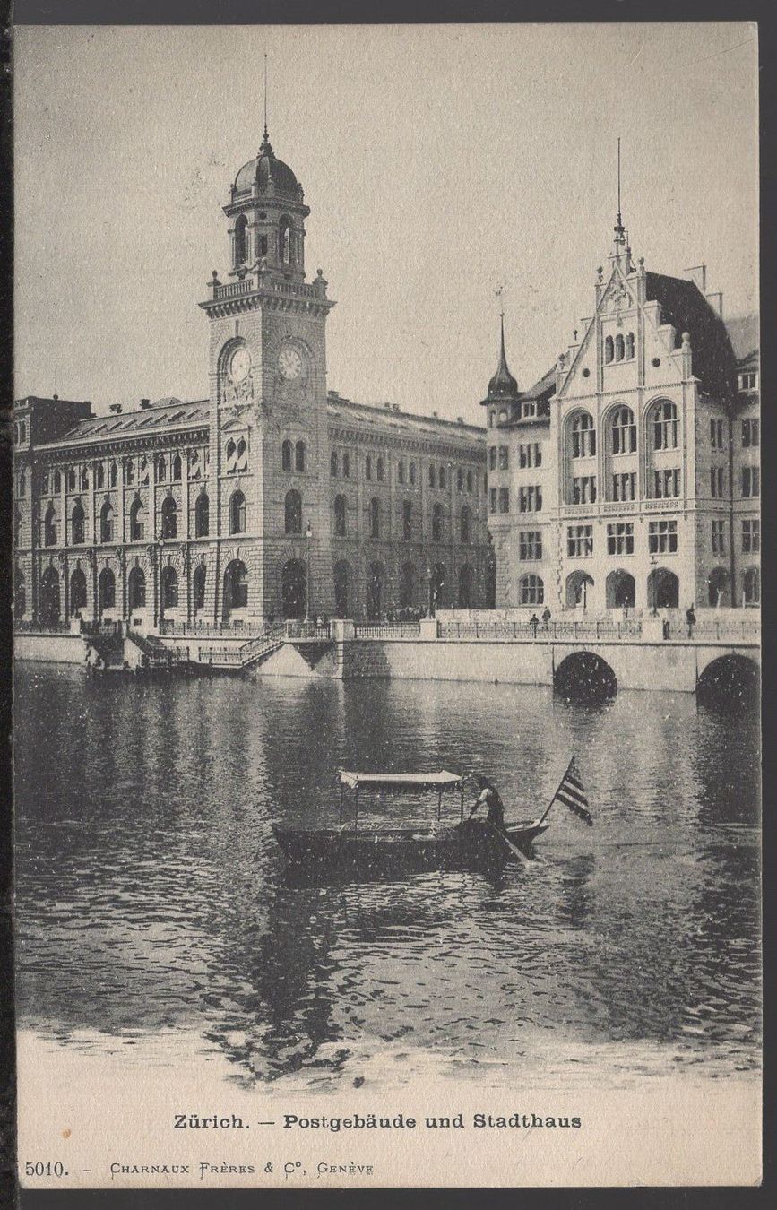 Ansichtskarten: Zürich - Postgebäude und Stadthaus – Gebraucht aus Aarau von kufi44
