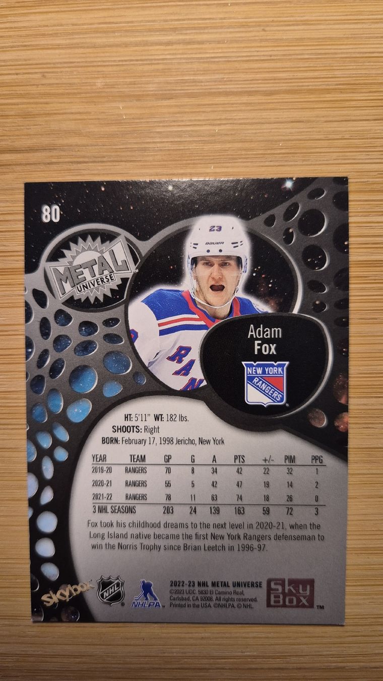NHL Cartes à collectionner: NHL N.Y. Rangers Adam Fox – D'occasion à Bellach par paedu-1980 1