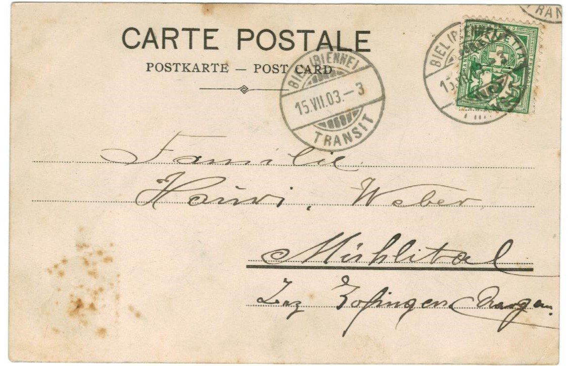 Ansichtskarten: AK Biel 1903 – Gebraucht aus Zürich von tol_b7c7 1
