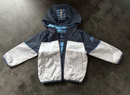 Veste enfant imperméable bleu et gris taille 96 