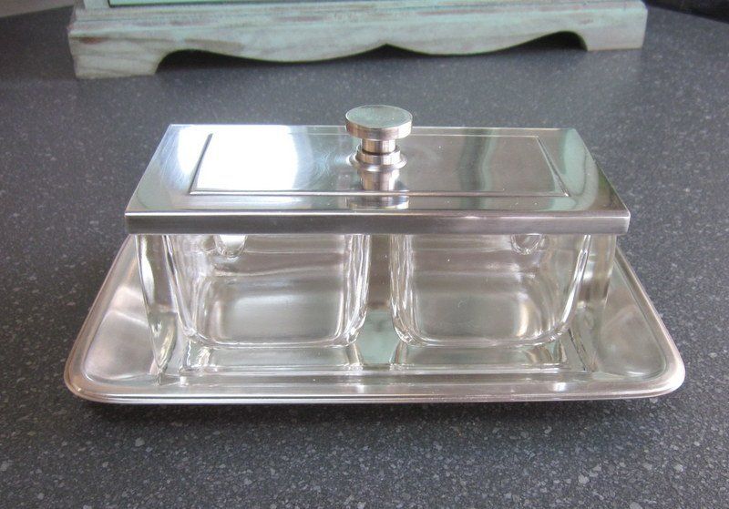 Set di piatti: Art Deco Marmeladenset Glas mit Deckel Tablett Wellner vers. – Usato da Bischofszell venduto da raika 1