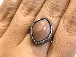 100 % echter Mondstein-Ring – Vintage-Edelsteinring