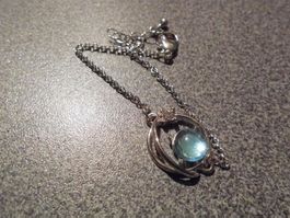 Armband mit Ring/blauer Stein, silberfar