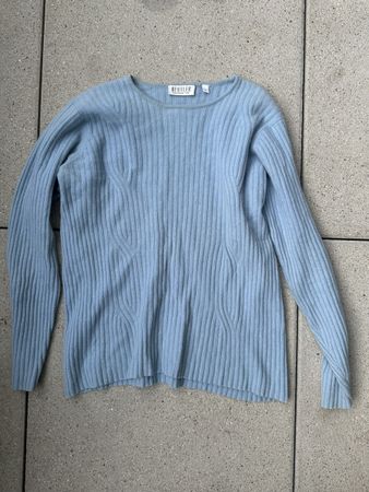 Beutler Cashmere Pullover blau Grösse M gerippt