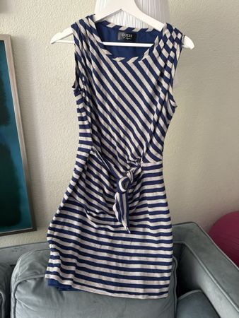 GUESS striped sleeveless dress size S blue white