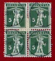TELLKNABE 125 III VIERERBLOCK MARKEN EINZELN GESTEMPELT 1919