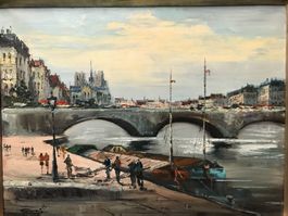 PARIS SEINE Sig.CONTI Öl a.Lwd. 83x64cm