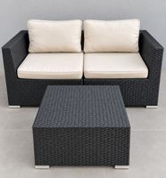 2-Sitzer Gartenlounge Polyrattan mit Tisch & Polstern