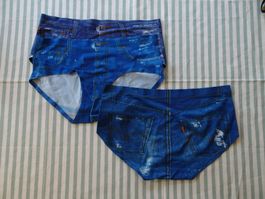 3 Stk. coole Slips blau Motiv wie Jeanshose Gr. XS - 225249