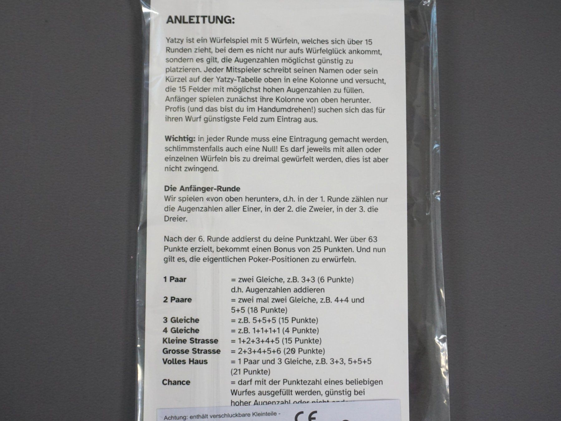 Spiele: Yatzy Würfelspiel – Neu (gemäss Beschreibung) aus Pratteln von Restwert_Pratteln 3