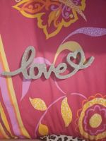 Deko-Schriftzug love mit Herz Glitzer goldig Neu