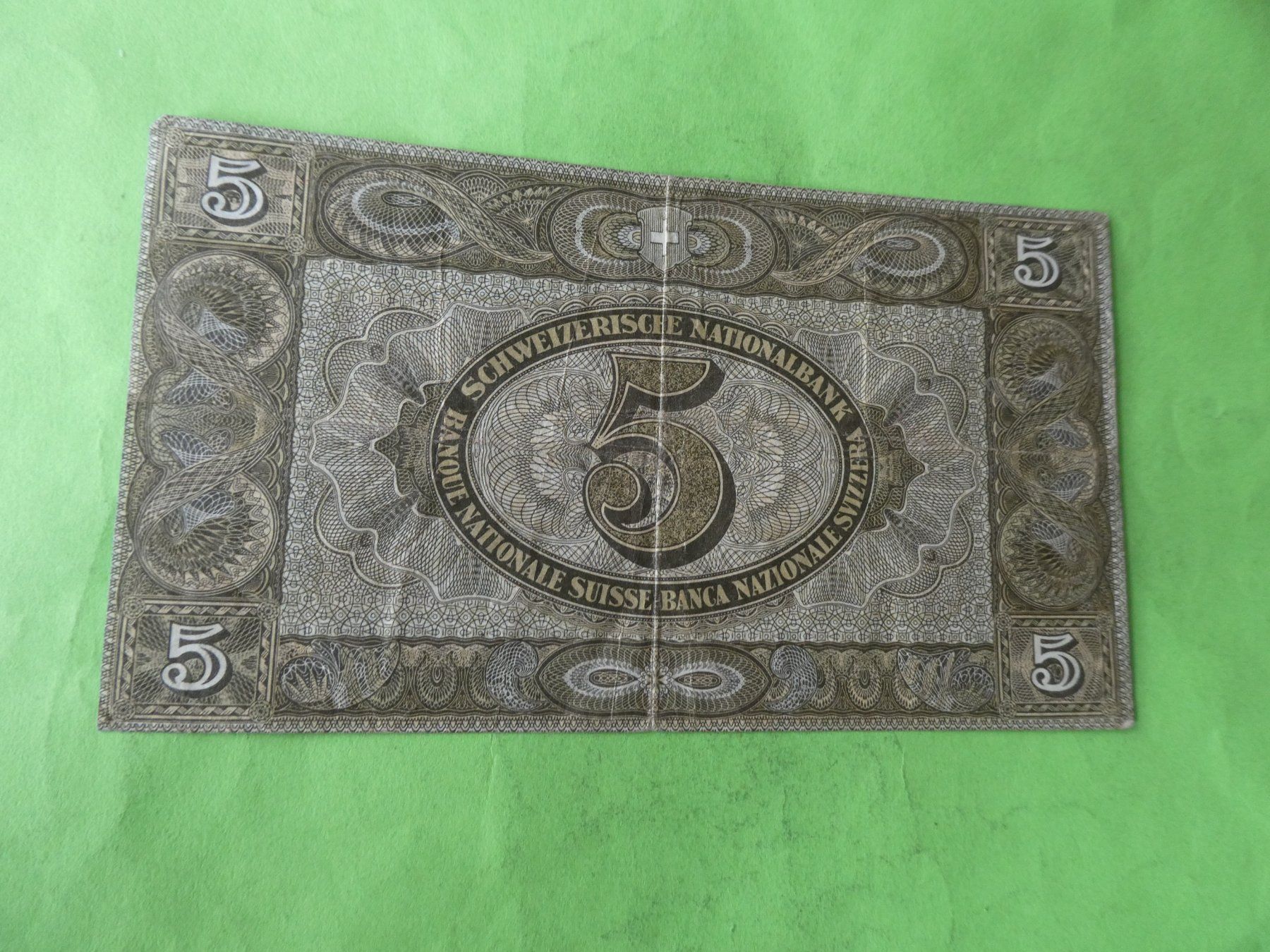 Banknoten: Schweiz 1951, 5 Franken – Gebraucht aus Hinterforst von Rohusri 1